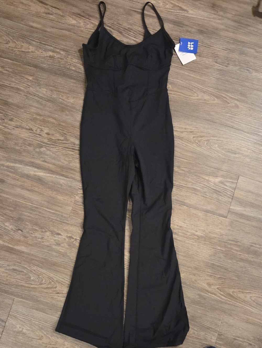 JoyLab Black Slim-Fit Flare Jumpsuit with Thin Straps
